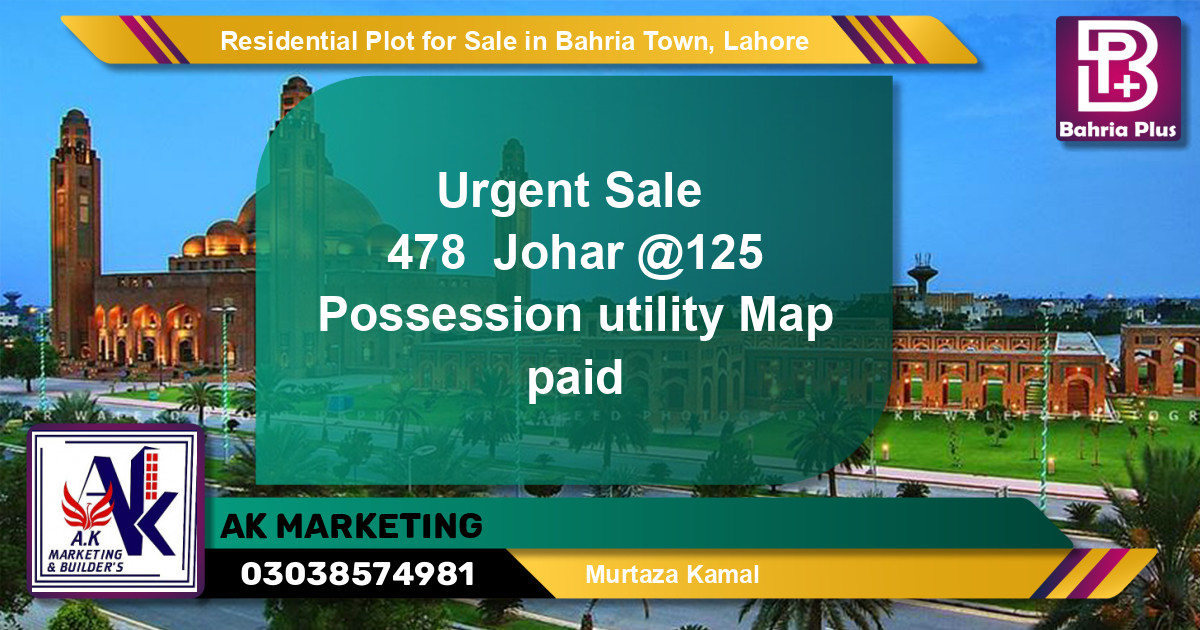 Residential Plot for Sale in Bahria Town, Lahore - (BP-144208)