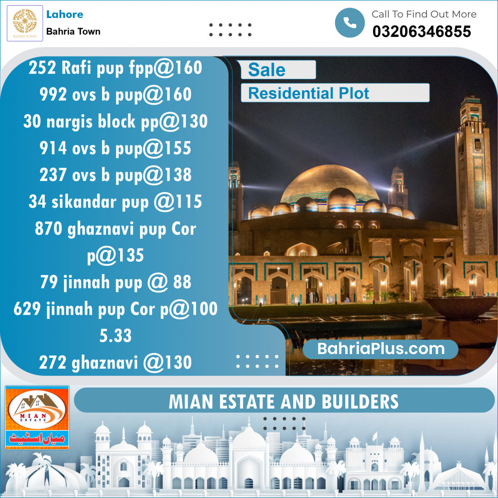 Residential Plot for Sale in Bahria Town, Lahore - (BP-144242)