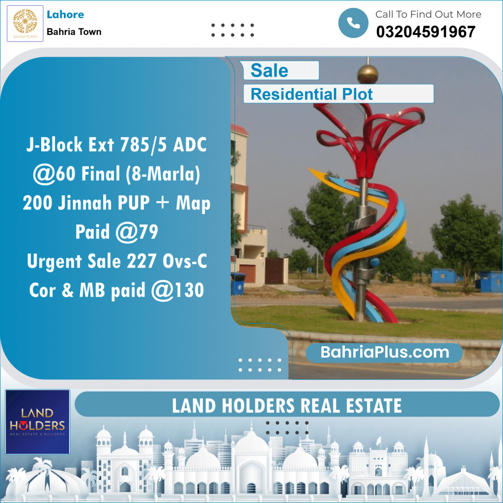 Residential Plot for Sale in Bahria Town, Lahore - (BP-144251)
