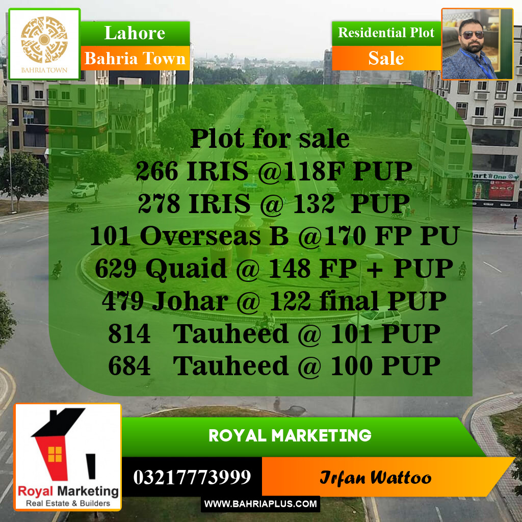 Residential Plot for Sale in Bahria Town, Lahore - (BP-144311)