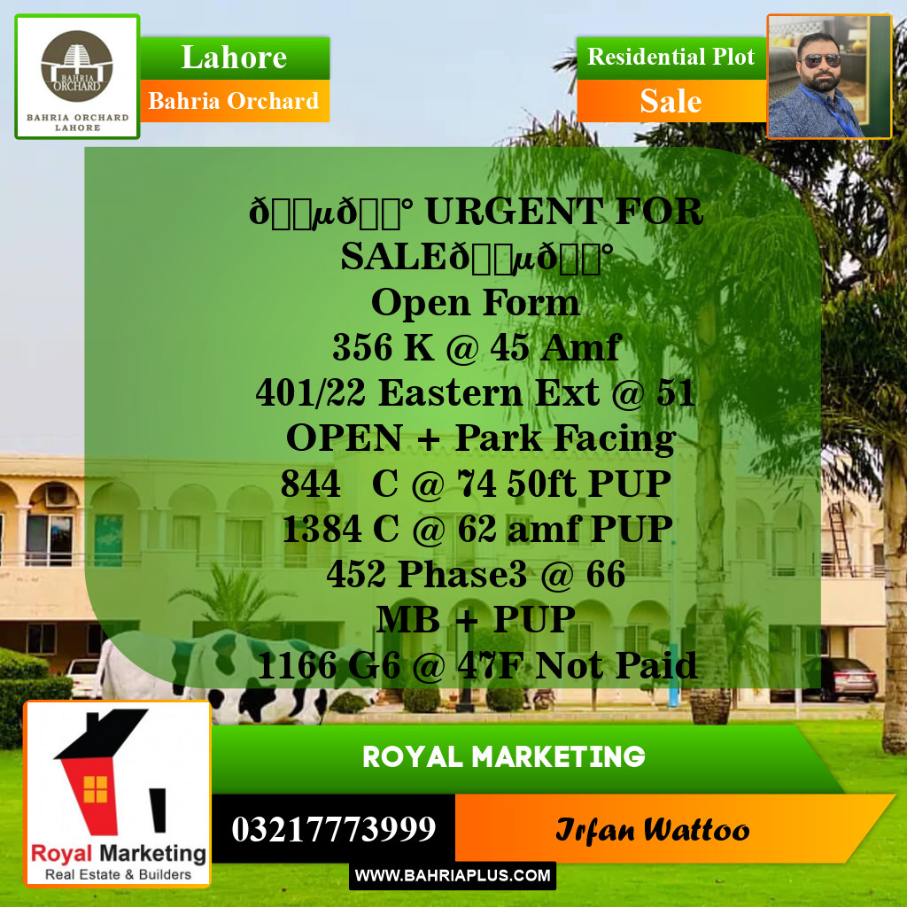 Residential Plot for Sale in Bahria Orchard, Lahore - (BP-144335)