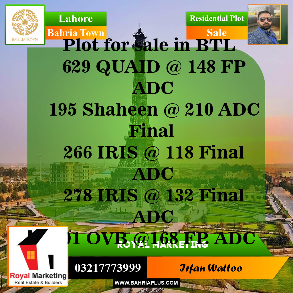 Residential Plot for Sale in Bahria Town, Lahore - (BP-144342)