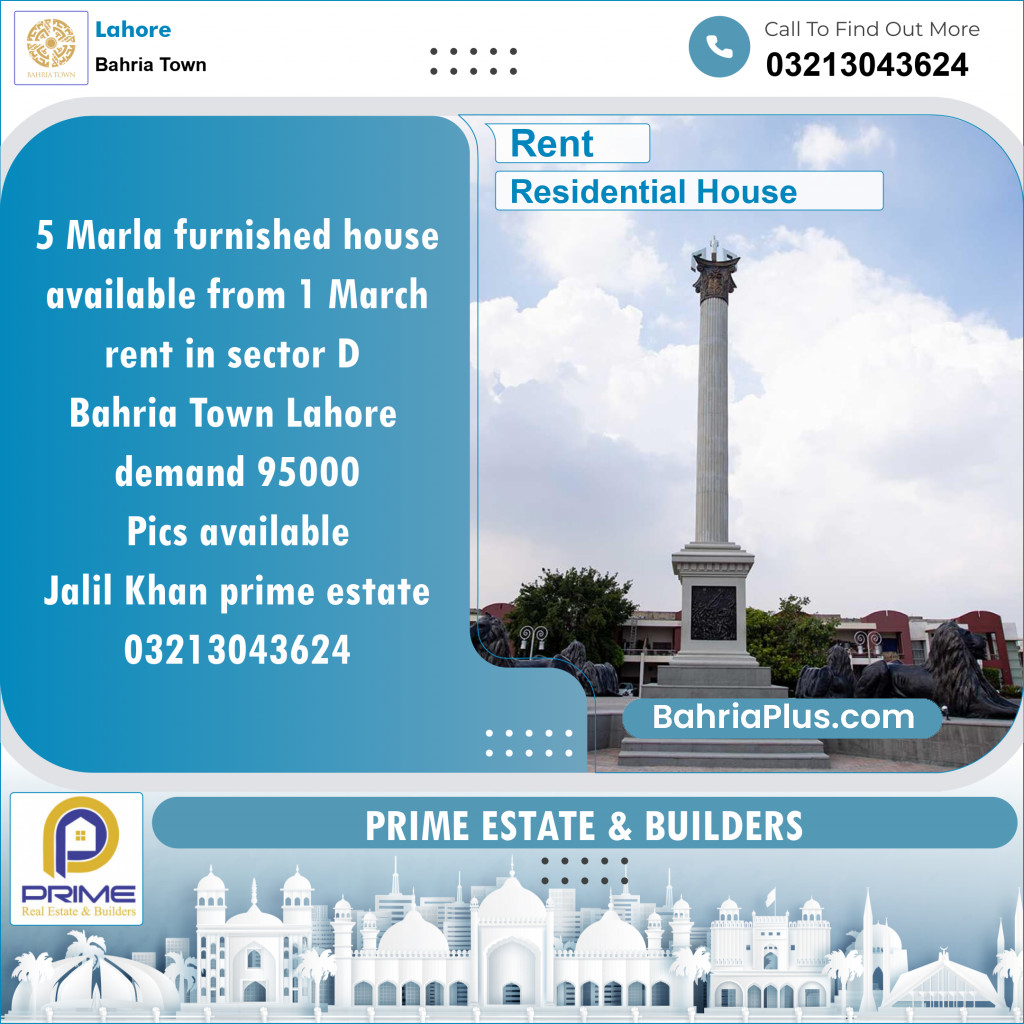 Residential House for Rent in Bahria Town, Lahore - (BP-144347)