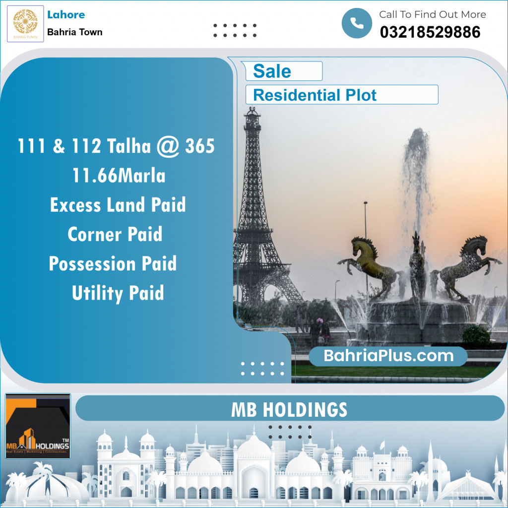Residential Plot for Sale in Bahria Town, Lahore - (BP-144440)