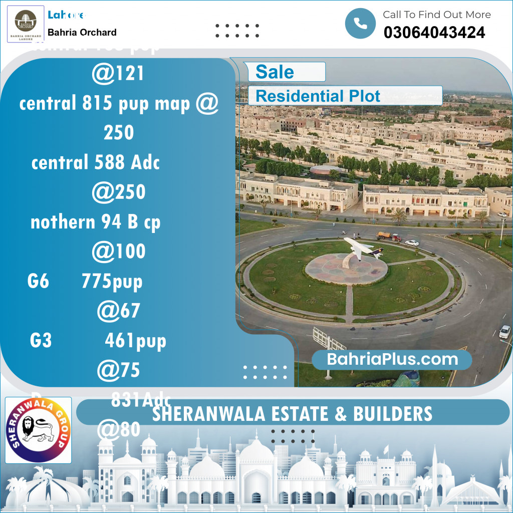 Residential Plot for Sale in Phase 1 - Central District -  Bahria Orchard, Lahore - (BP-144442)