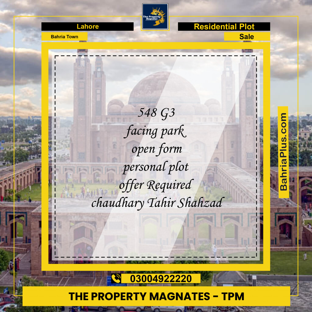 Residential Plot for Sale in Bahria Town, Lahore - (BP-144492)