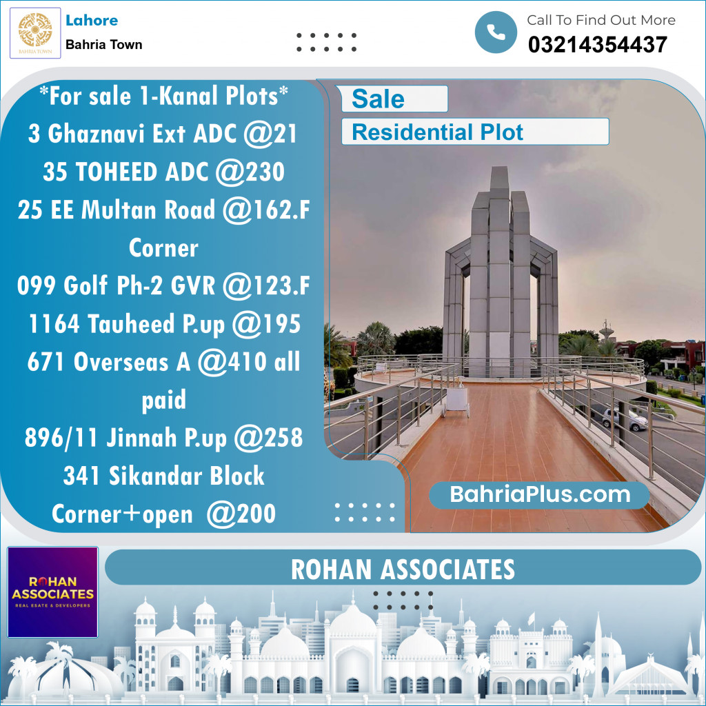 Residential Plot for Sale in Sector F - Ghaznavi Ext. Block -  Bahria Town, Lahore - (BP-144499)