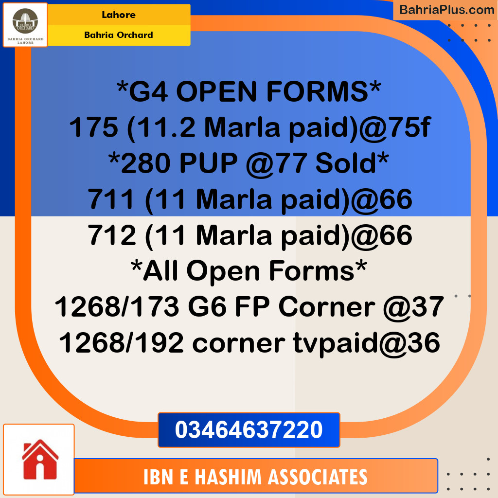 Residential Plot for Sale in Phase 4 - G4 Block -  Bahria Orchard, Lahore - (BP-144508)