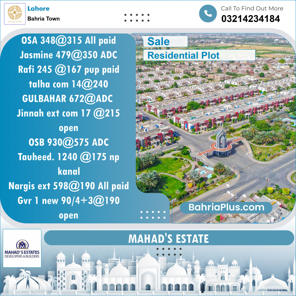 Residential Plot for Sale in Bahria Town, Lahore - (BP-144542)