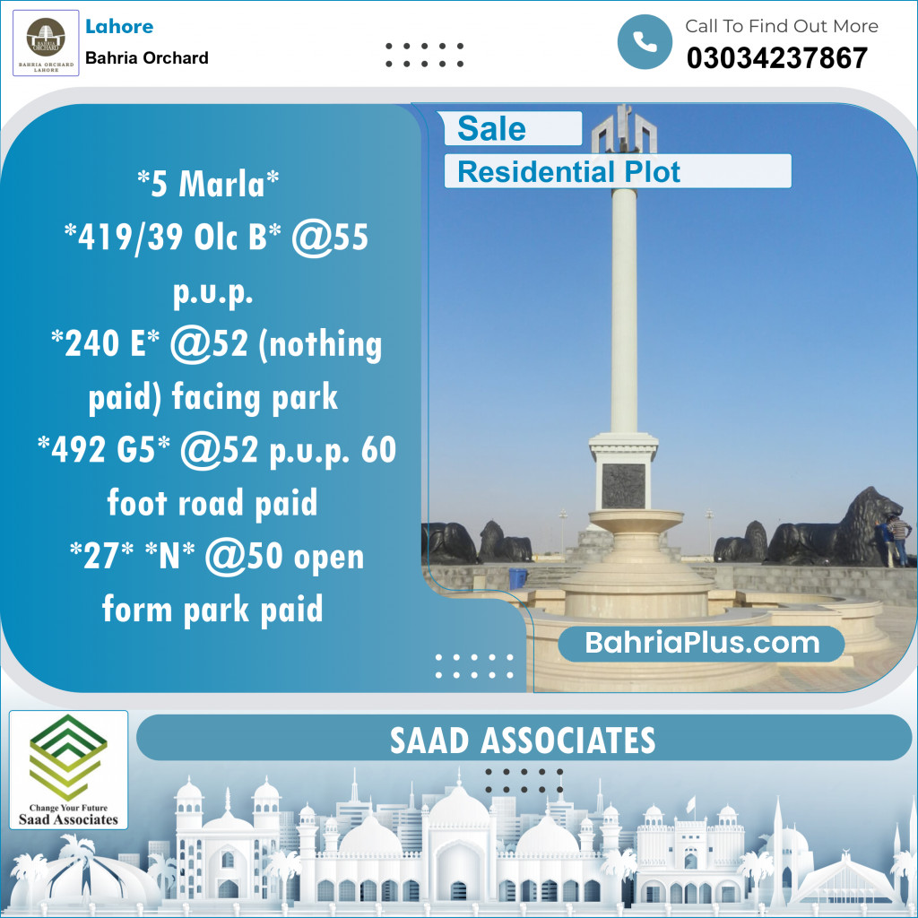 Residential Plot for Sale in Bahria Orchard, Lahore - (BP-144563)