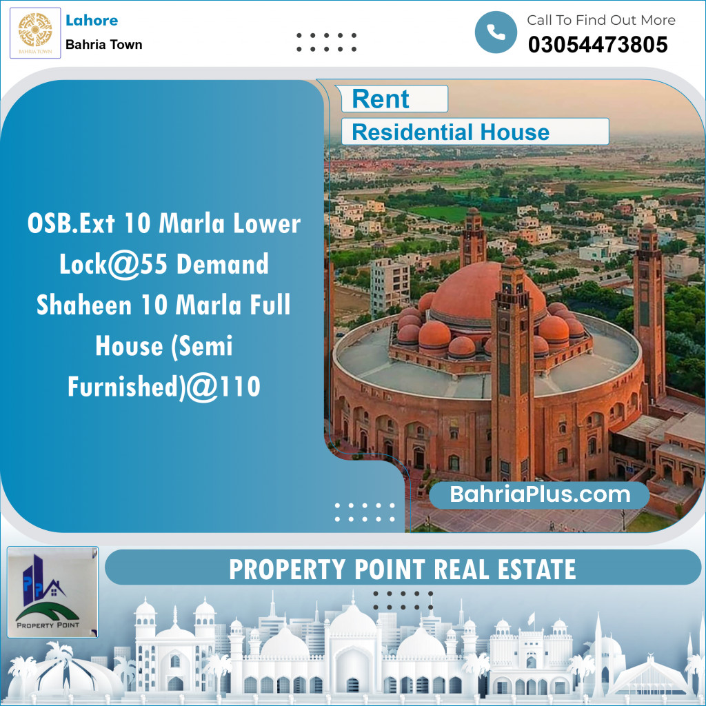 Residential House for Rent in Bahria Town, Lahore - (BP-144600)