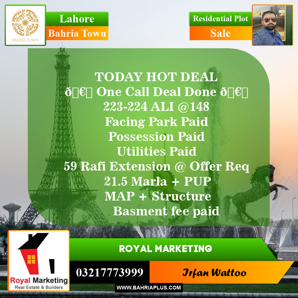 Residential Plot for Sale in Bahria Town, Lahore - (BP-144629)
