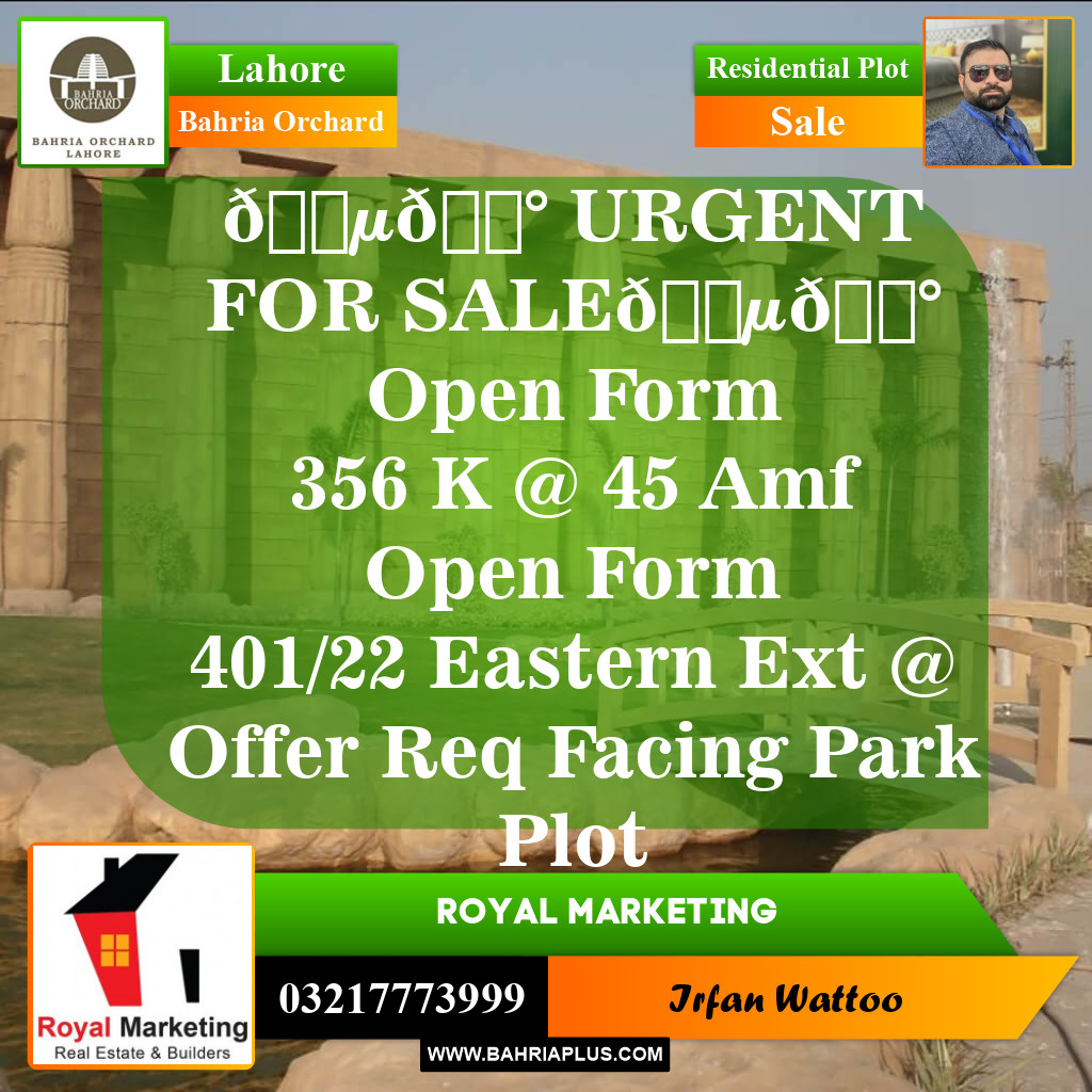 Residential Plot for Sale in Bahria Orchard, Lahore - (BP-144630)