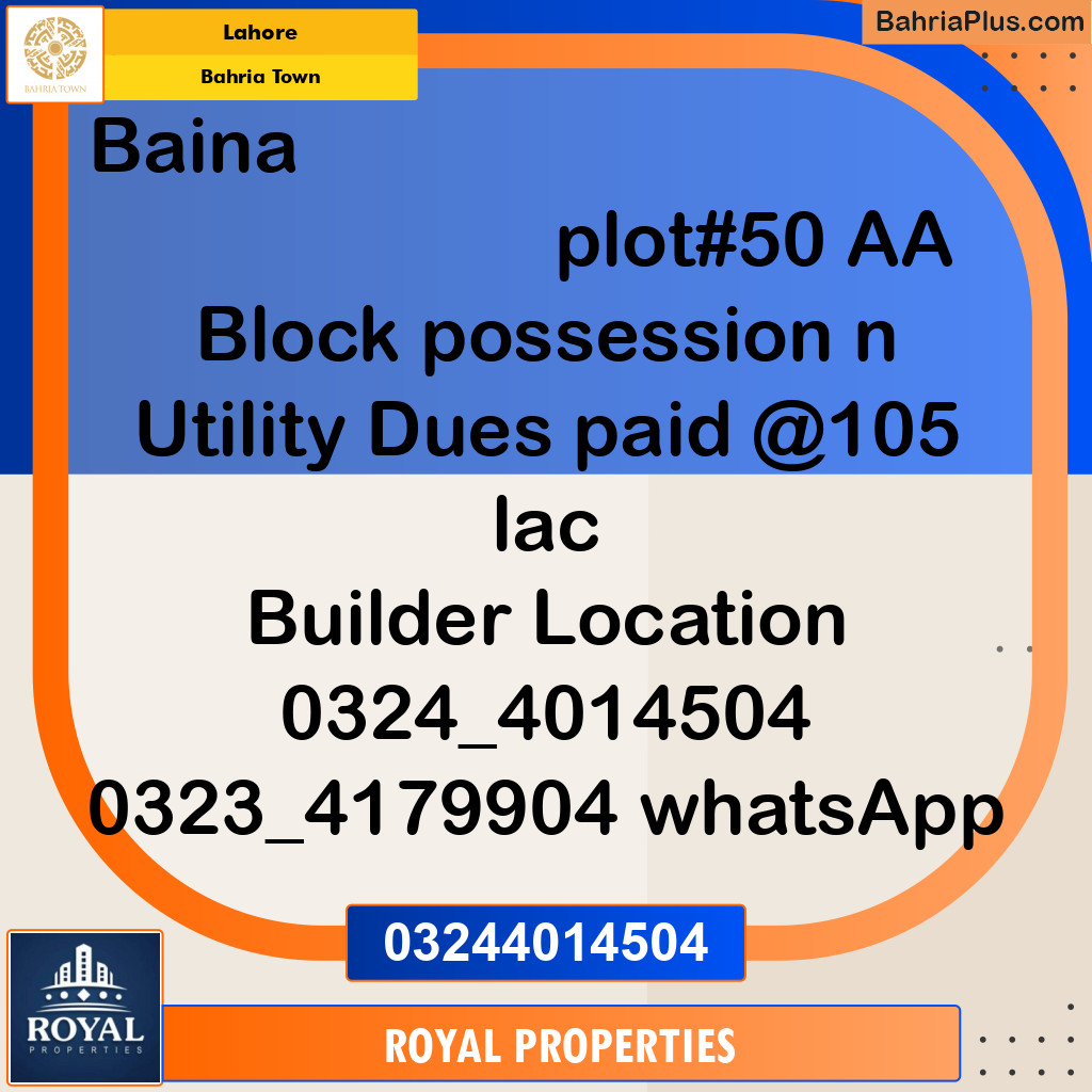 Residential Plot for Sale in Bahria Town, Lahore - (BP-144687)