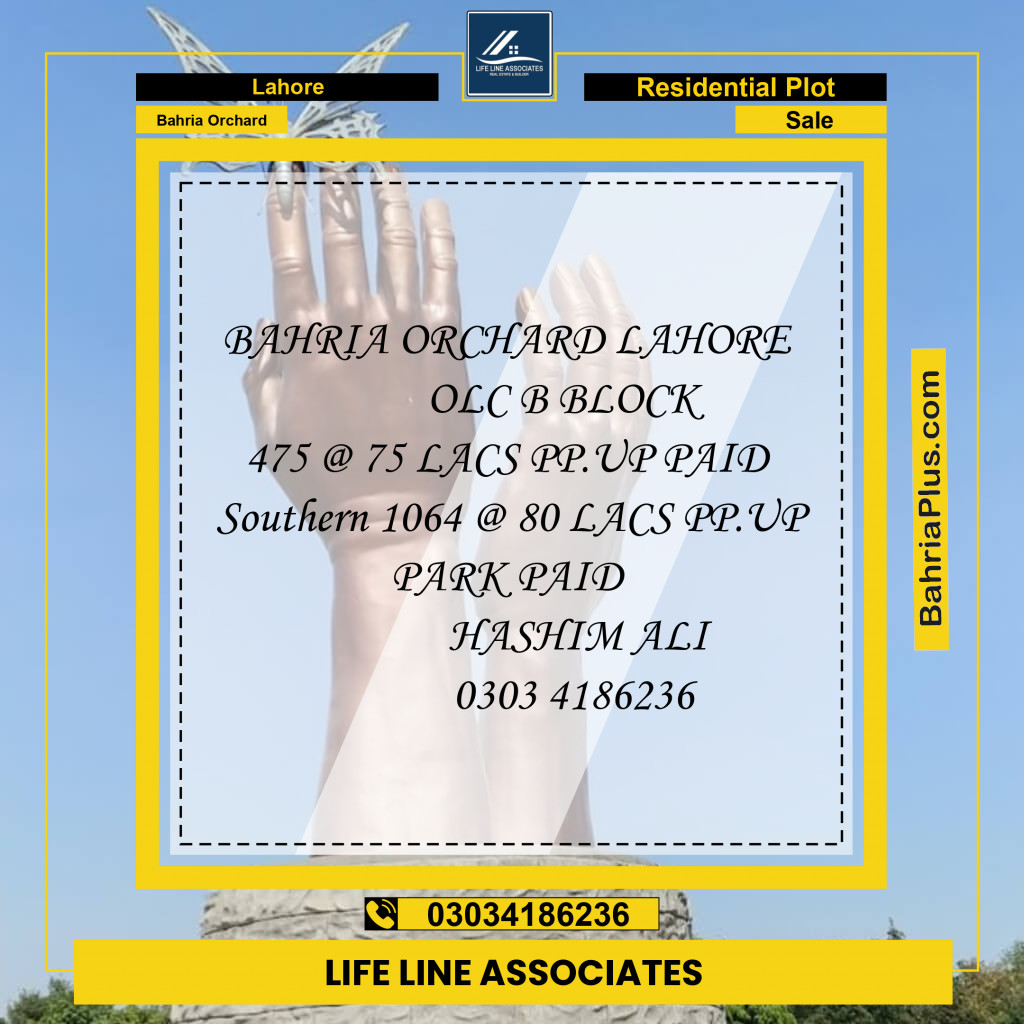 Residential Plot for Sale in Bahria Orchard, Lahore - (BP-144721)