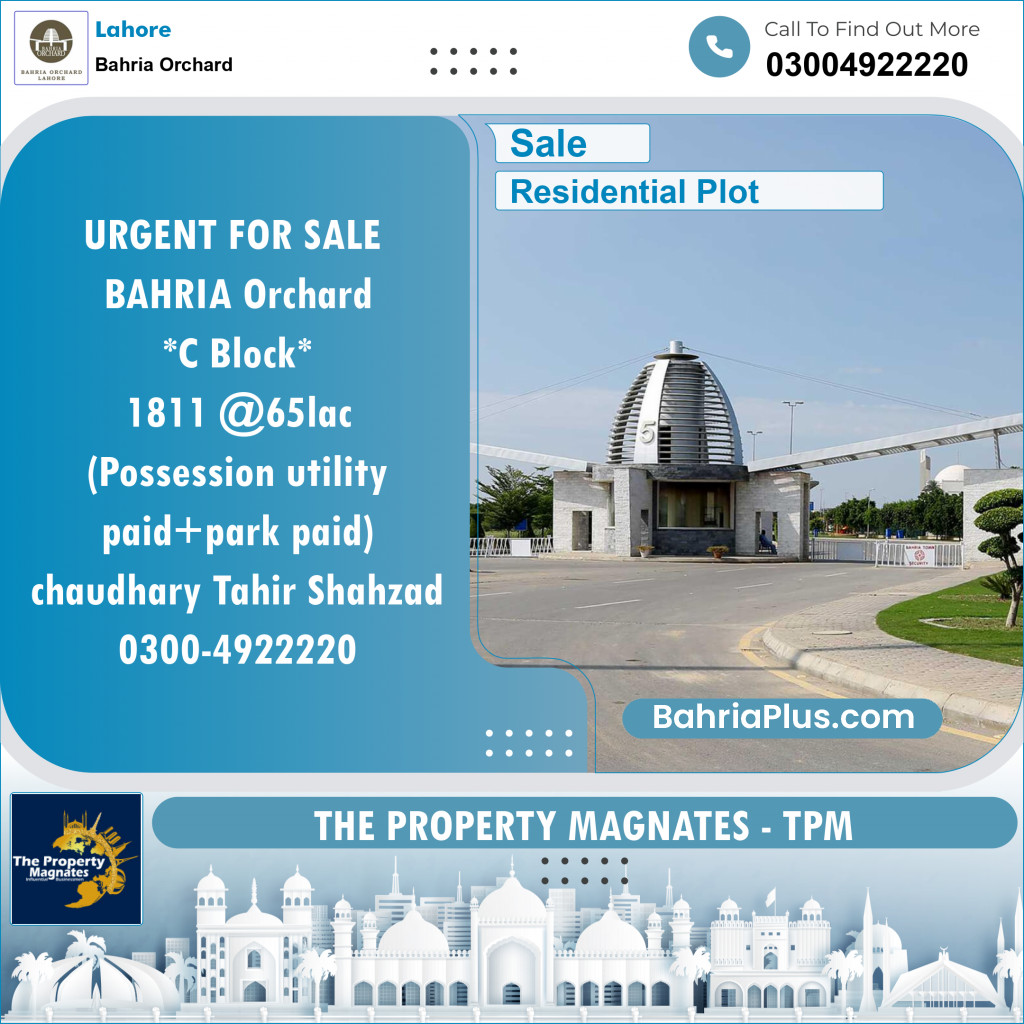 Residential Plot for Sale in Bahria Orchard, Lahore - (BP-144799)