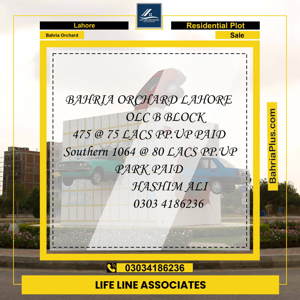 Residential Plot for Sale in Bahria Orchard, Lahore - (BP-144818)