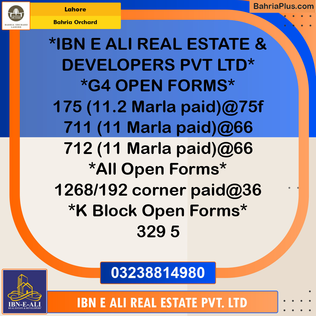 Residential Plot for Sale in Phase 4 - G4 Block -  Bahria Orchard, Lahore - (BP-144823)