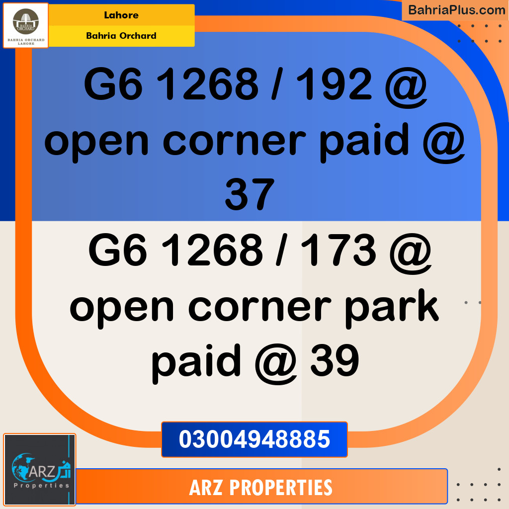 Residential Plot for Sale in Bahria Orchard, Lahore - (BP-144830)