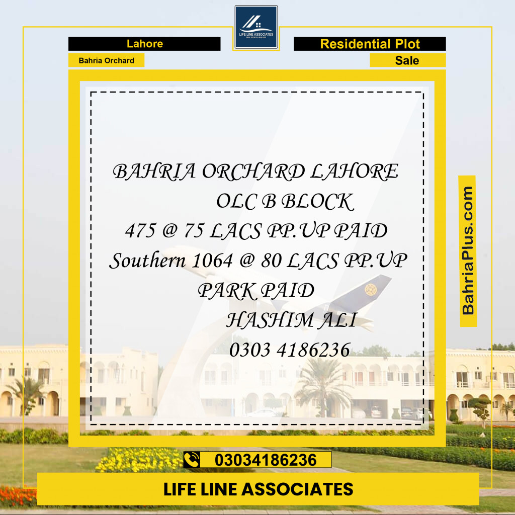 Residential Plot for Sale in Bahria Orchard, Lahore - (BP-144836)