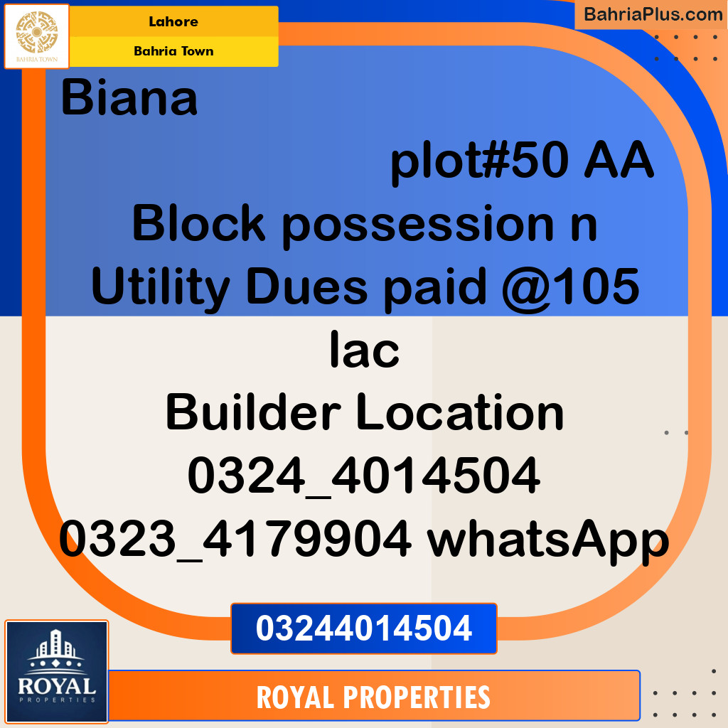 Residential Plot for Sale in Bahria Town, Lahore - (BP-144844)