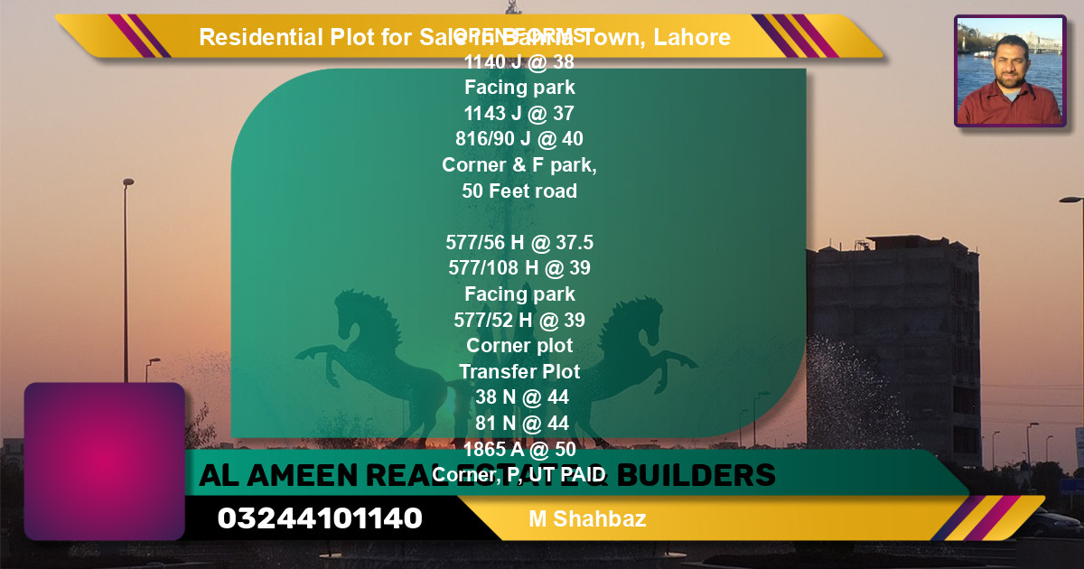 Residential Plot for Sale in Bahria Town, Lahore - (BP-144845)