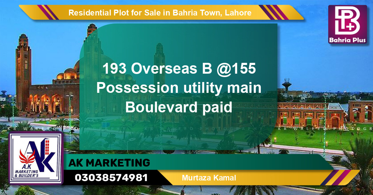 Residential Plot for Sale in Bahria Town, Lahore - (BP-144851)