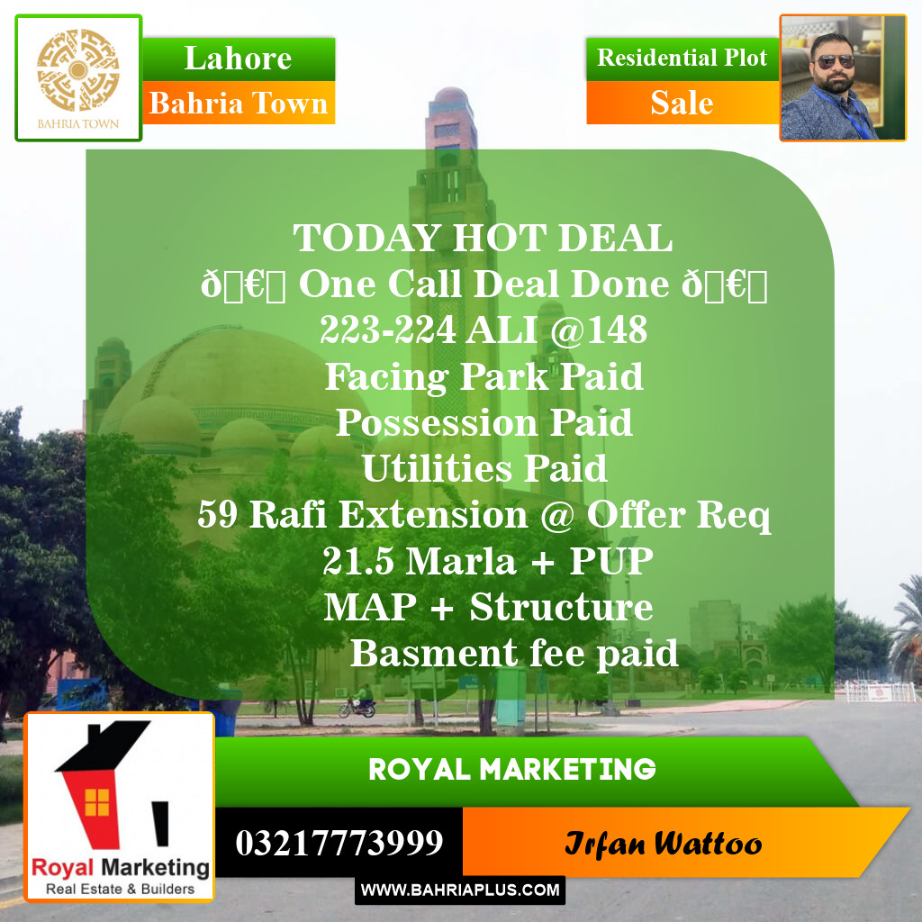 Residential Plot for Sale in Bahria Town, Lahore - (BP-144877)