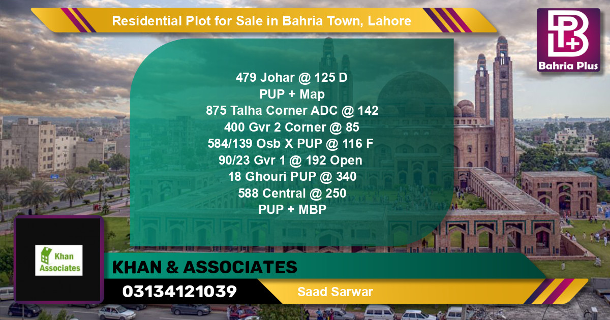 Residential Plot for Sale in Bahria Town, Lahore - (BP-144903)