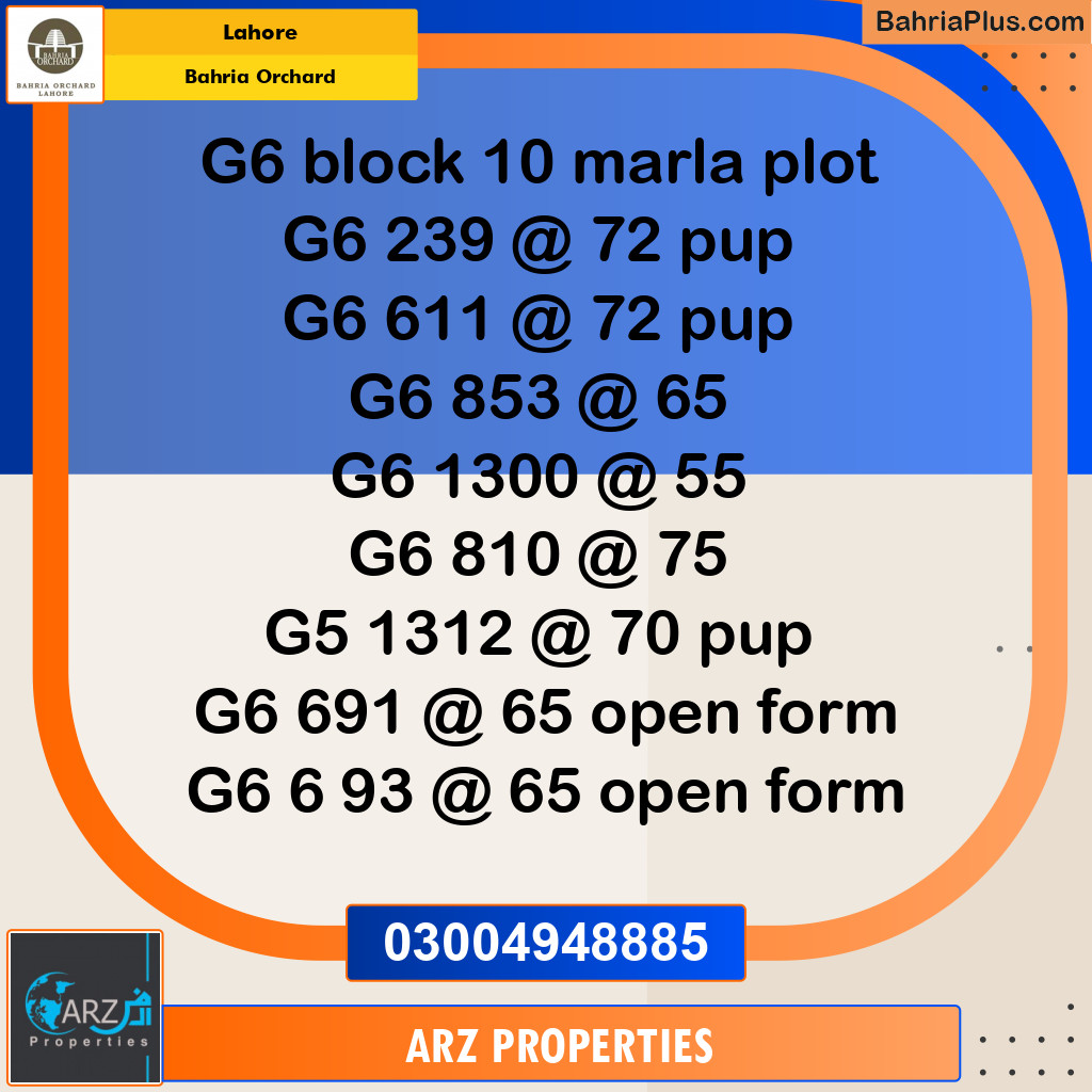 Residential Plot for Sale in Phase 4 - G6 Block -  Bahria Orchard, Lahore - (BP-144944)