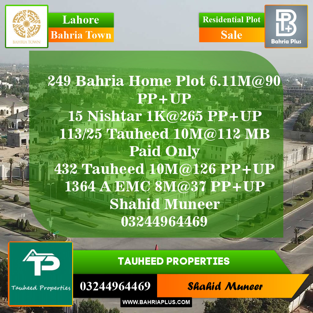 Residential Plot for Sale in Bahria Town, Lahore - (BP-144978)