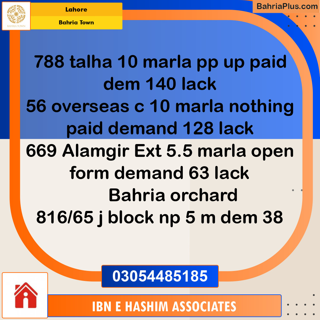 Residential Plot for Sale in Bahria Town, Lahore - (BP-144982)