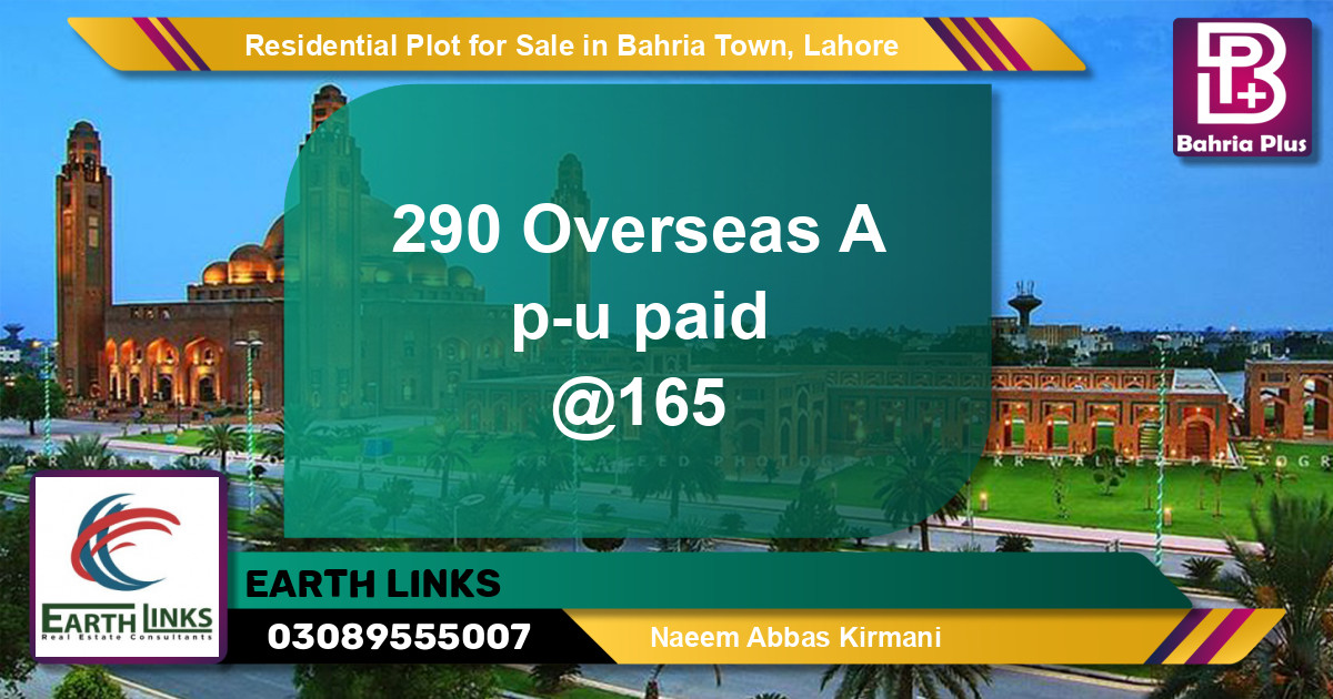 Residential Plot for Sale in Overseas A -  Bahria Town, Lahore - (BP-144989)