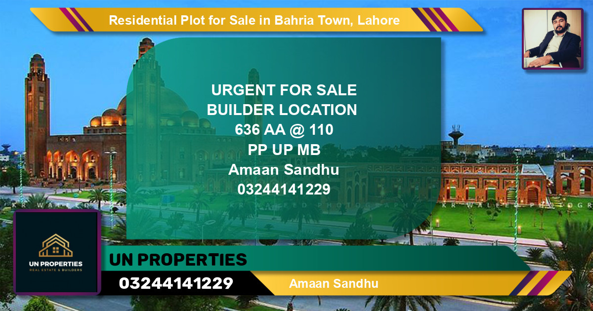 Residential Plot for Sale in Sector D - AA Block -  Bahria Town, Lahore - (BP-145013)