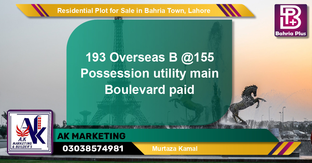 Residential Plot for Sale in Bahria Town, Lahore - (BP-145016)