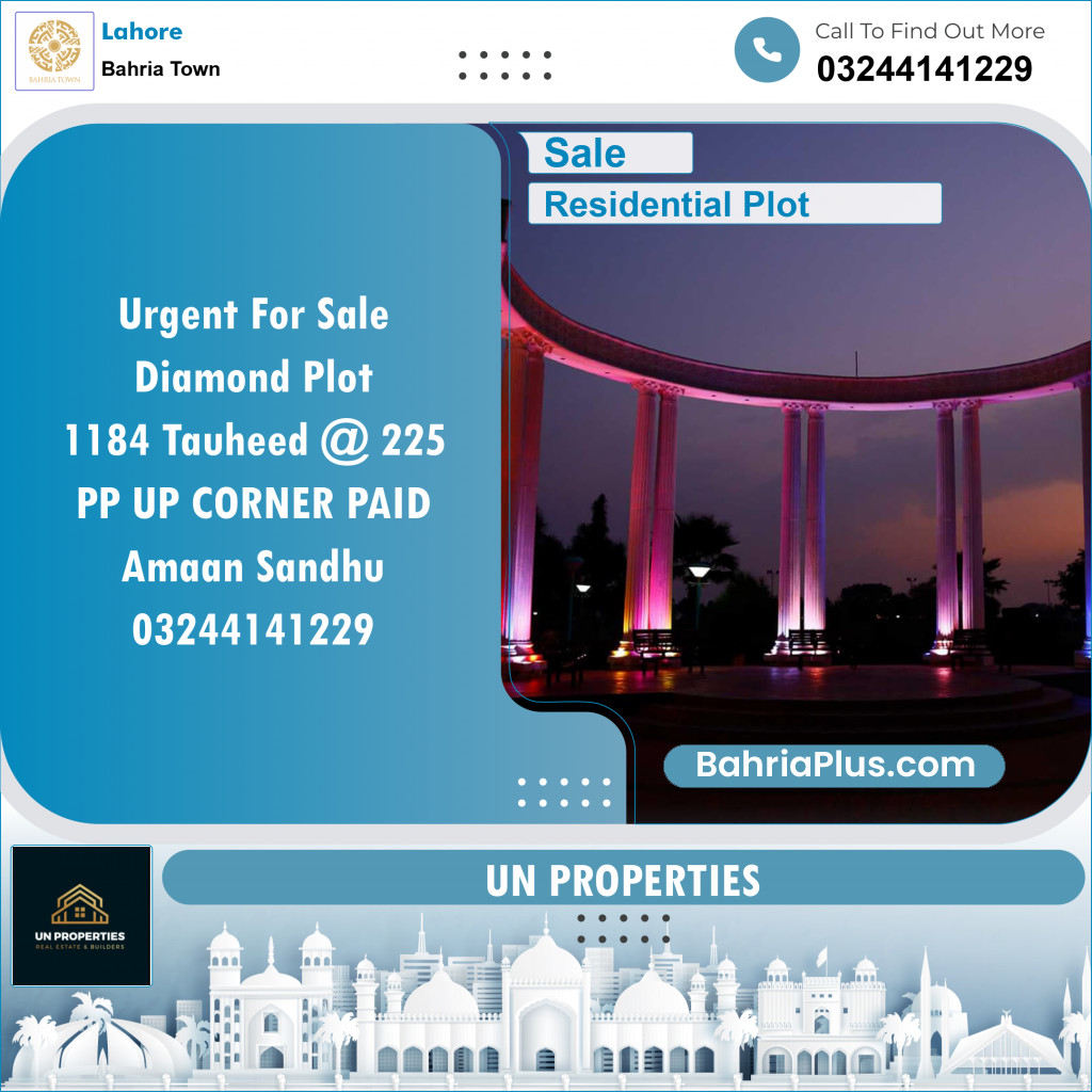 Residential Plot for Sale in Sector F - Tauheed Block -  Bahria Town, Lahore - (BP-145021)