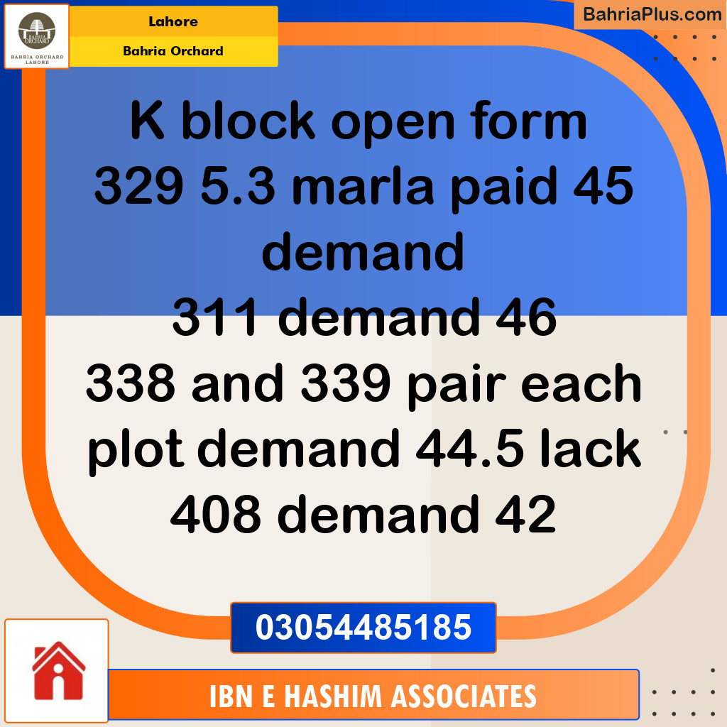 Residential Plot for Sale in Bahria Orchard, Lahore - (BP-145026)
