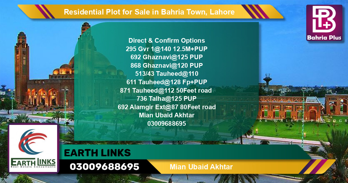 Residential Plot for Sale in Bahria Town, Lahore - (BP-145038)