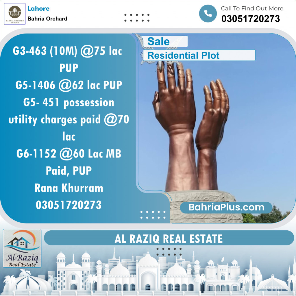 Residential Plot for Sale in Phase 4 - G3 Block -  Bahria Orchard, Lahore - (BP-145046)