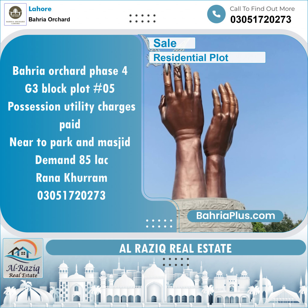 Residential Plot for Sale in Phase 4 - G3 Block -  Bahria Orchard, Lahore - (BP-145048)