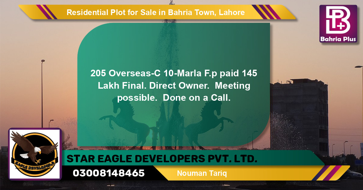 Residential Plot for Sale in Bahria Town, Lahore - (BP-145066)