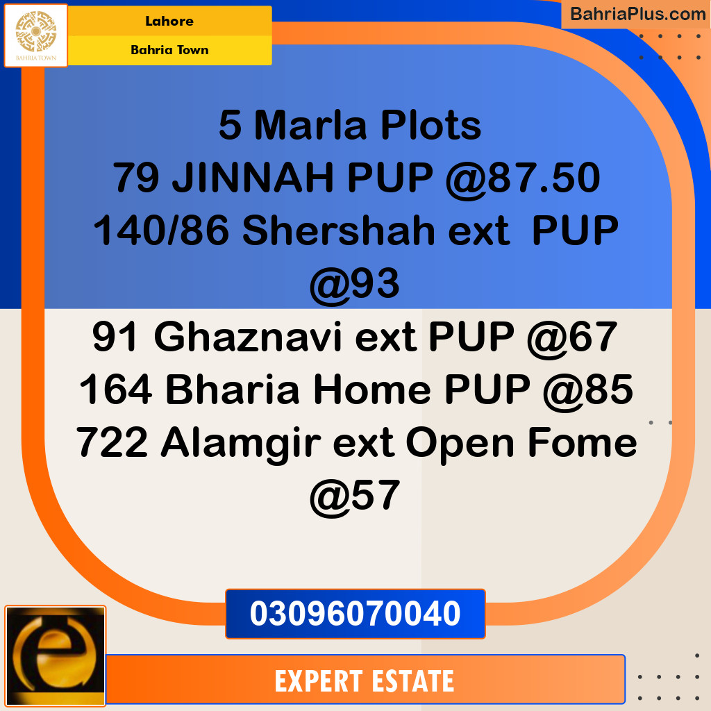 Residential Plot for Sale in Bahria Town, Lahore - (BP-145082)