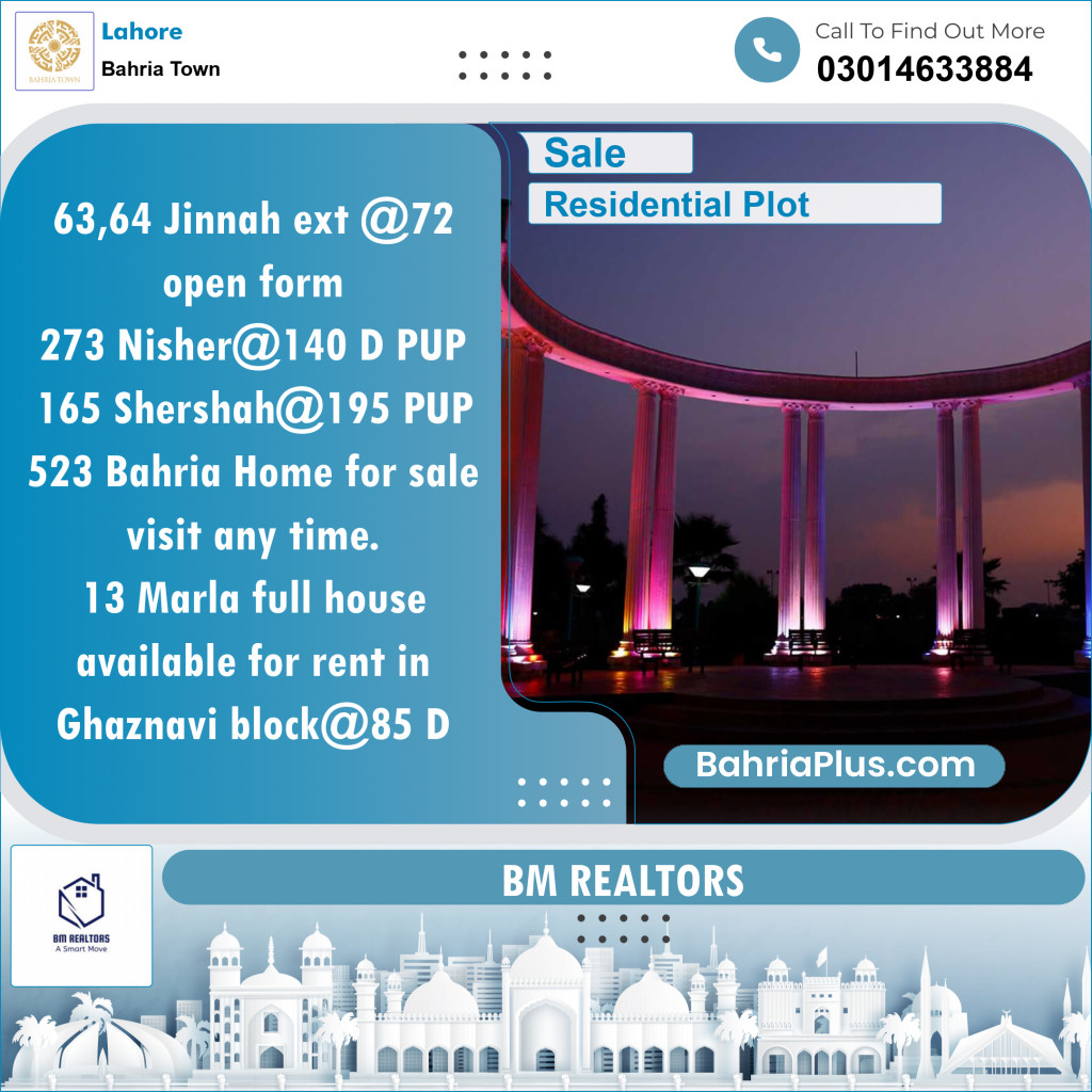 Residential Plot for Sale in Bahria Town, Lahore - (BP-145114)