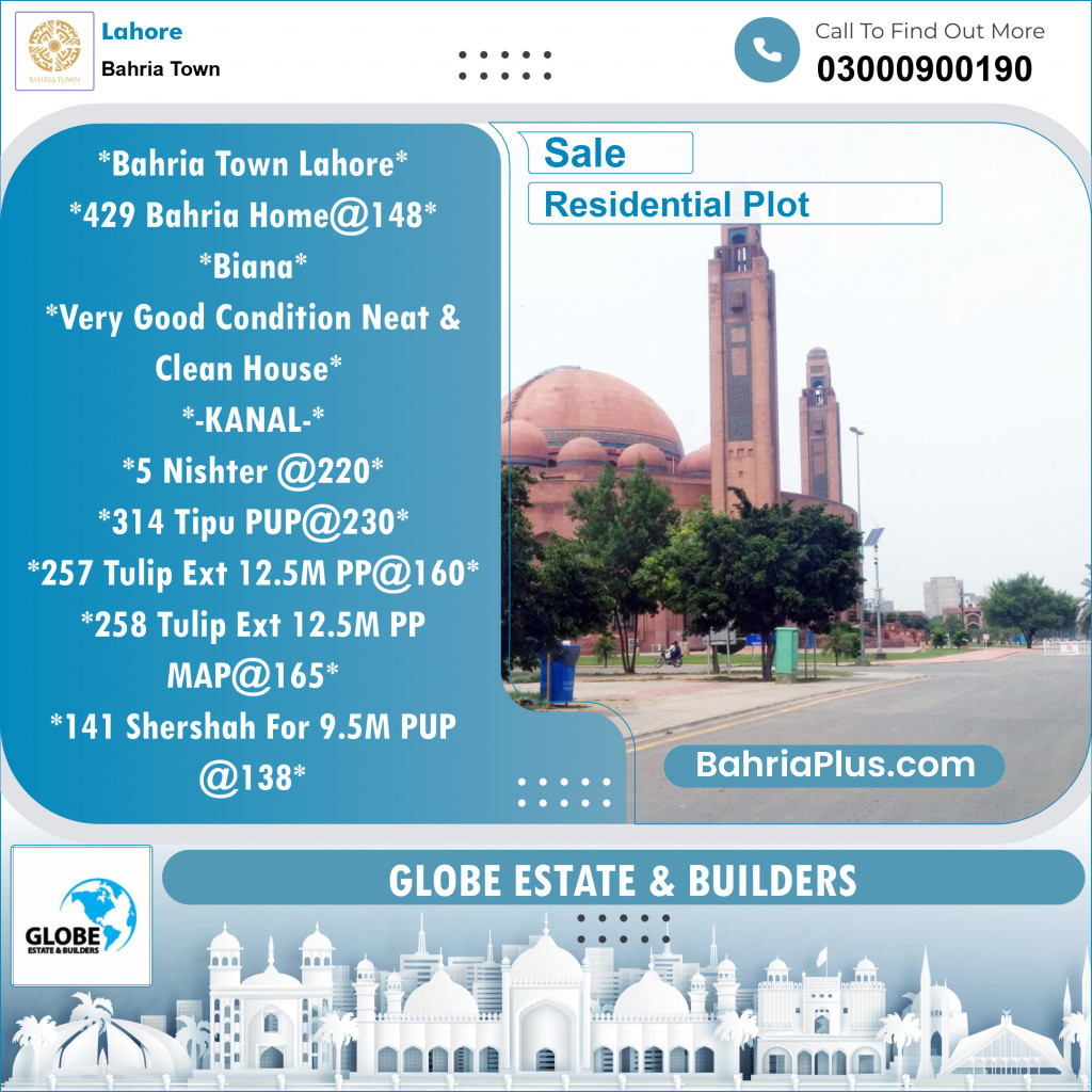 Residential Plot for Sale in Bahria Town, Lahore - (BP-145146)