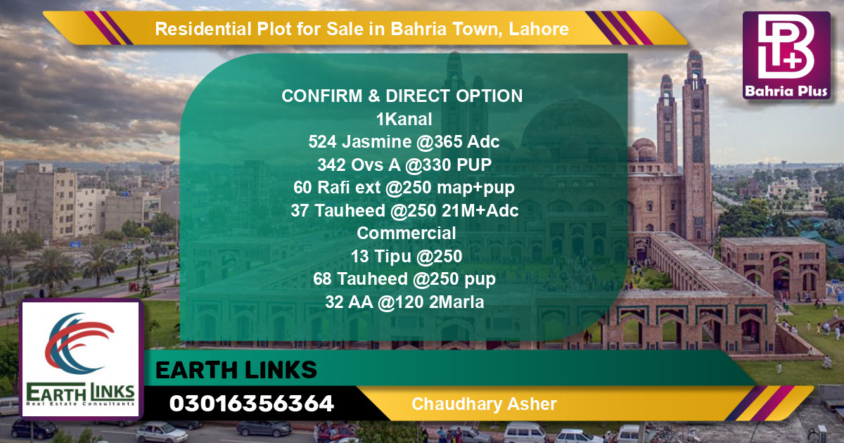 Residential Plot for Sale in Bahria Town, Lahore - (BP-145212)