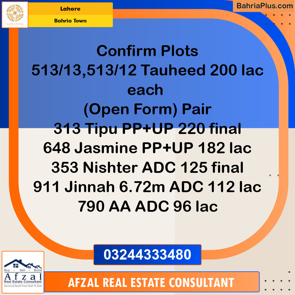 Residential Plot for Sale in Bahria Town, Lahore - (BP-145227)