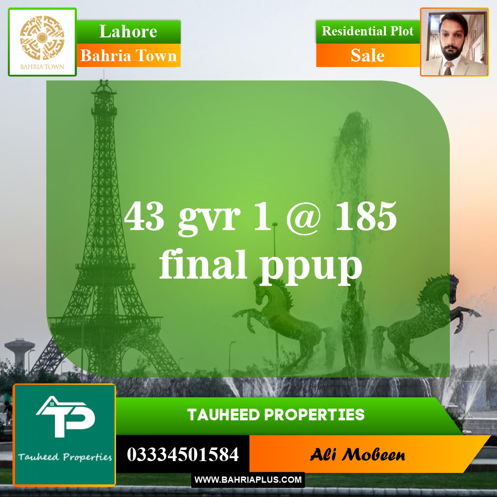 Residential Plot for Sale in Bahria Town, Lahore - (BP-145239)
