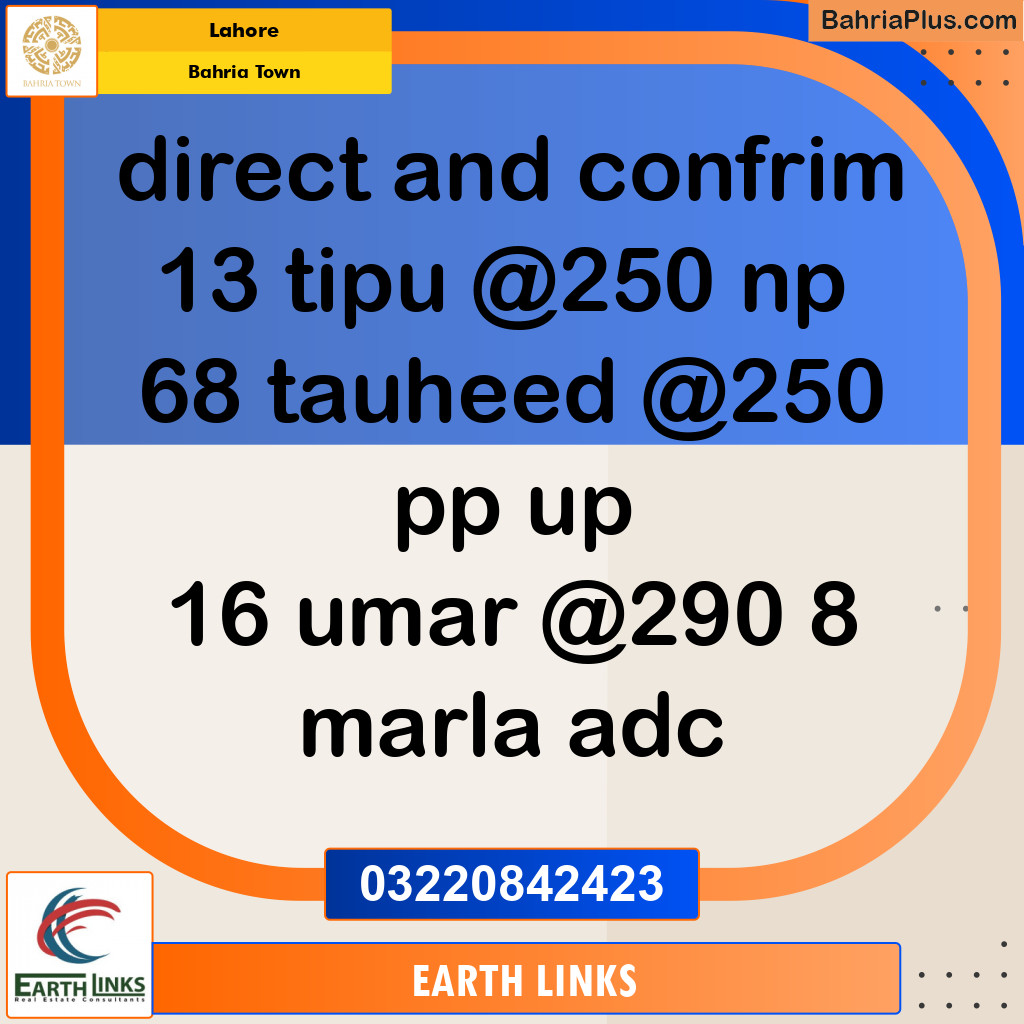 Commercial Plot for Sale in Sector F - Tipu Sultan Block -  Bahria Town, Lahore - (BP-145254)