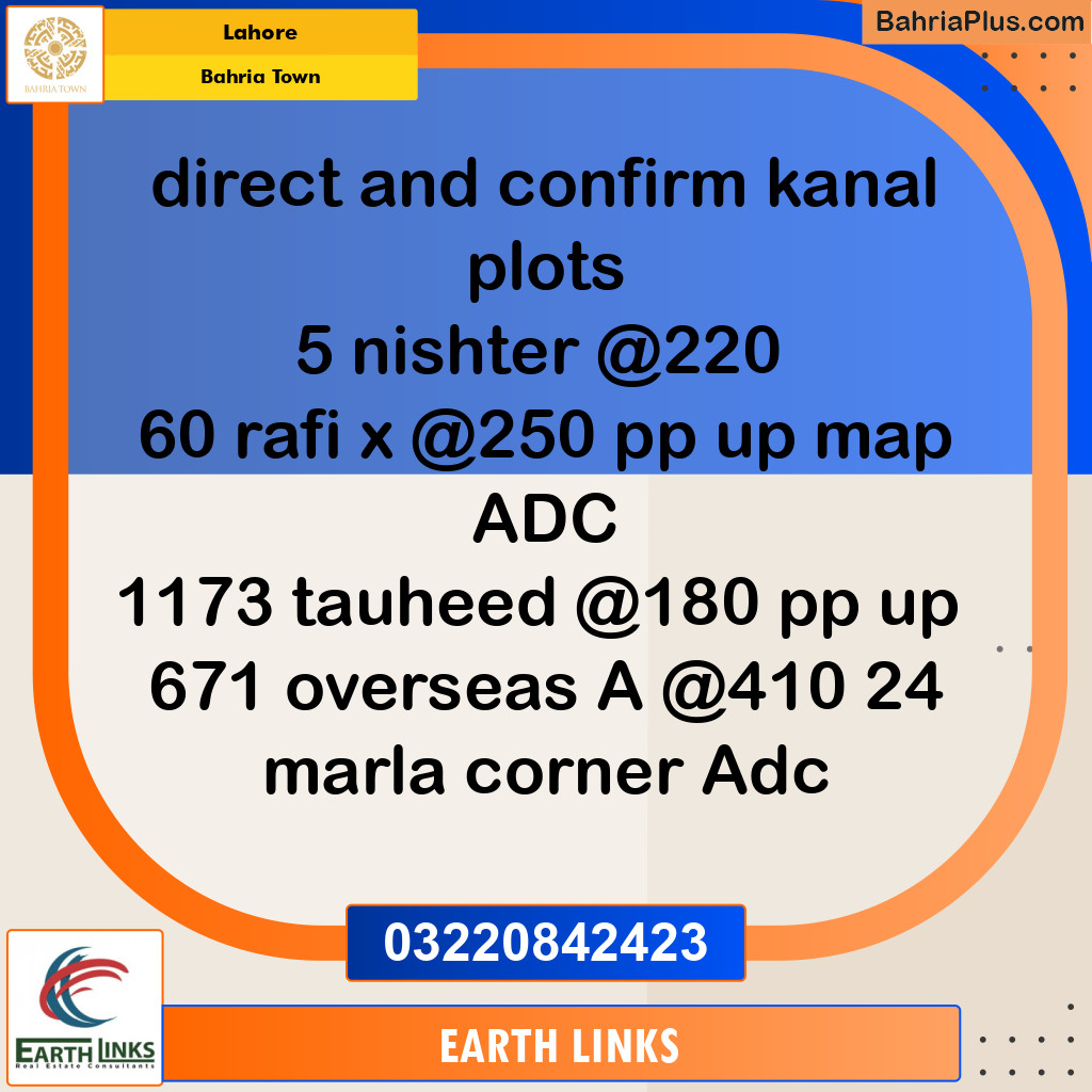 Residential Plot for Sale in Bahria Town, Lahore - (BP-145258)