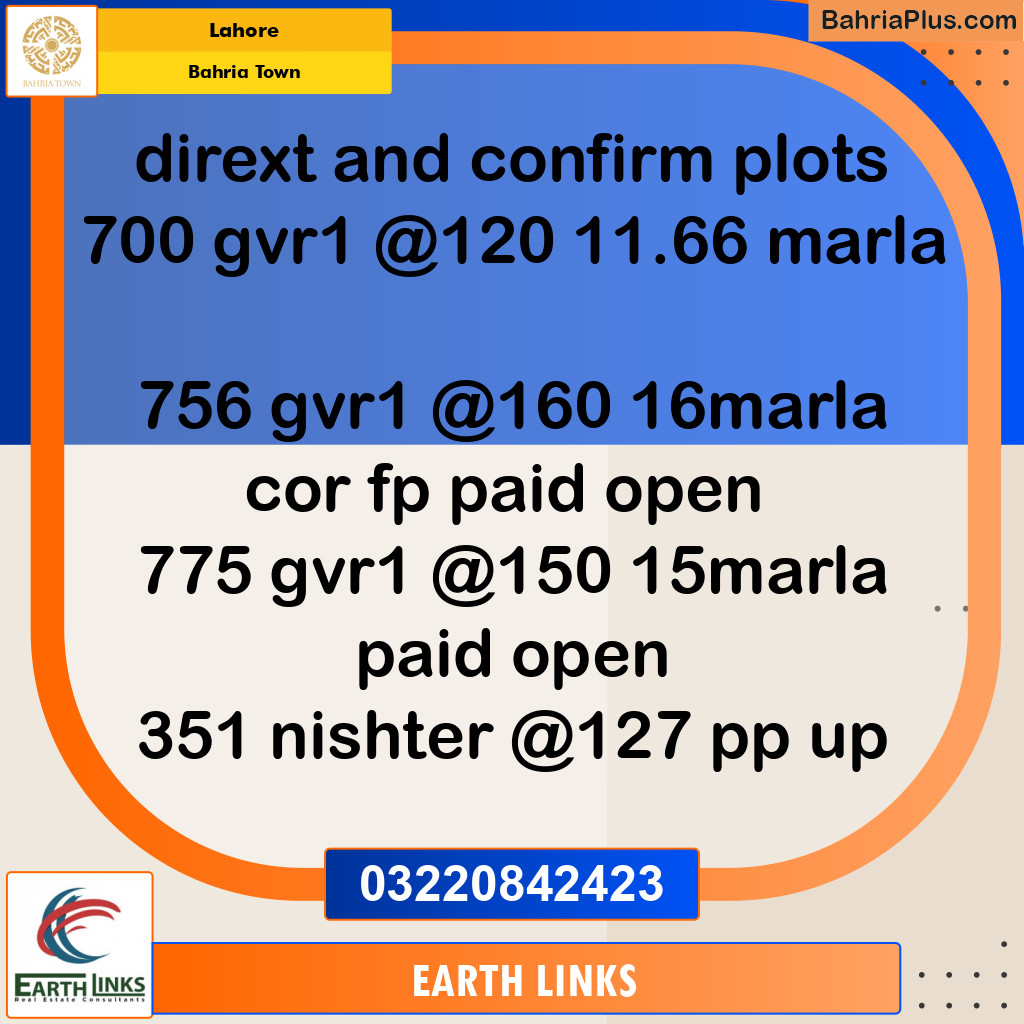 Residential Plot for Sale in Bahria Town, Lahore - (BP-145264)